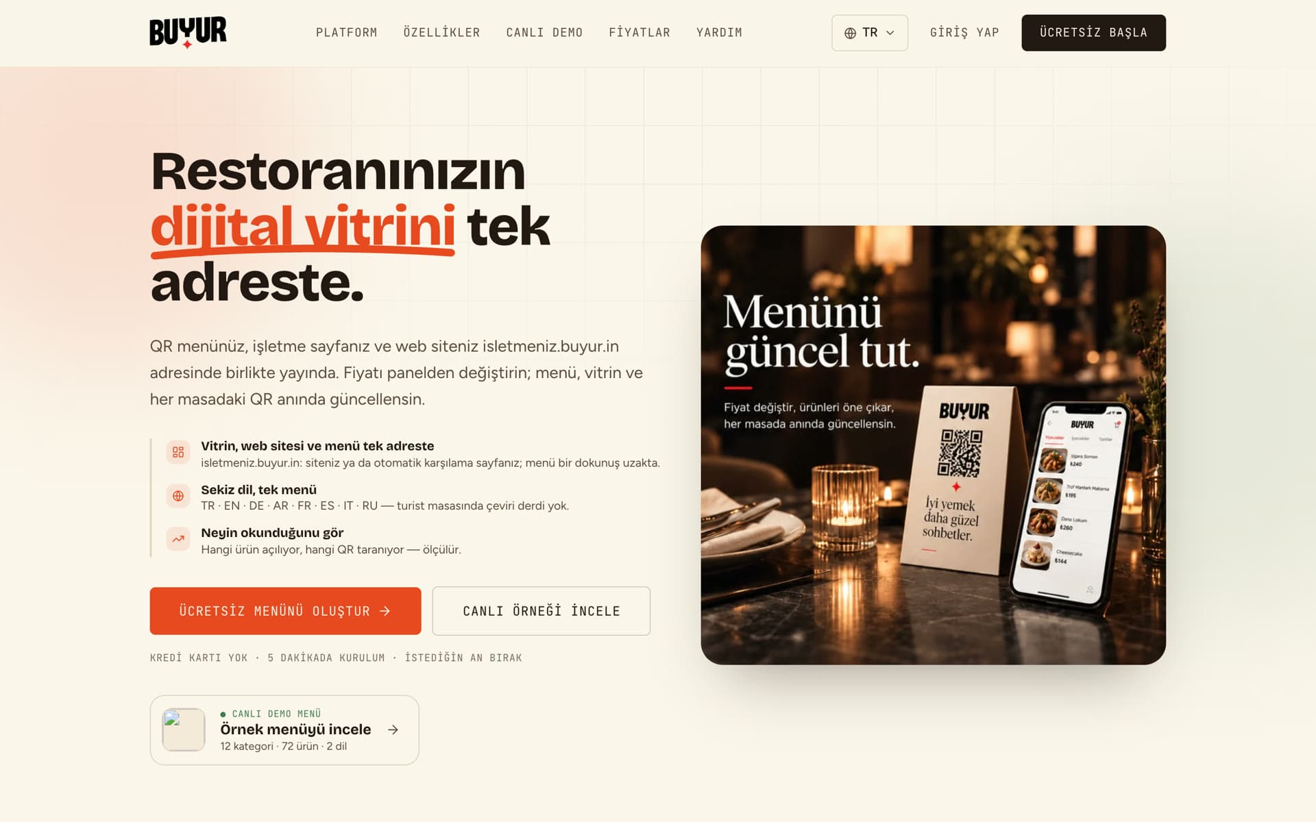 buyur — Restoranınızın dijital vitrini tek adreste.