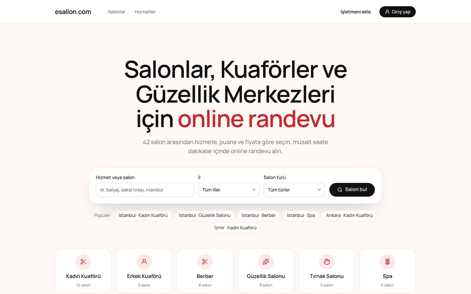 esallon — Salonlar, kuaförler ve güzellik merkezleri için online randevu.